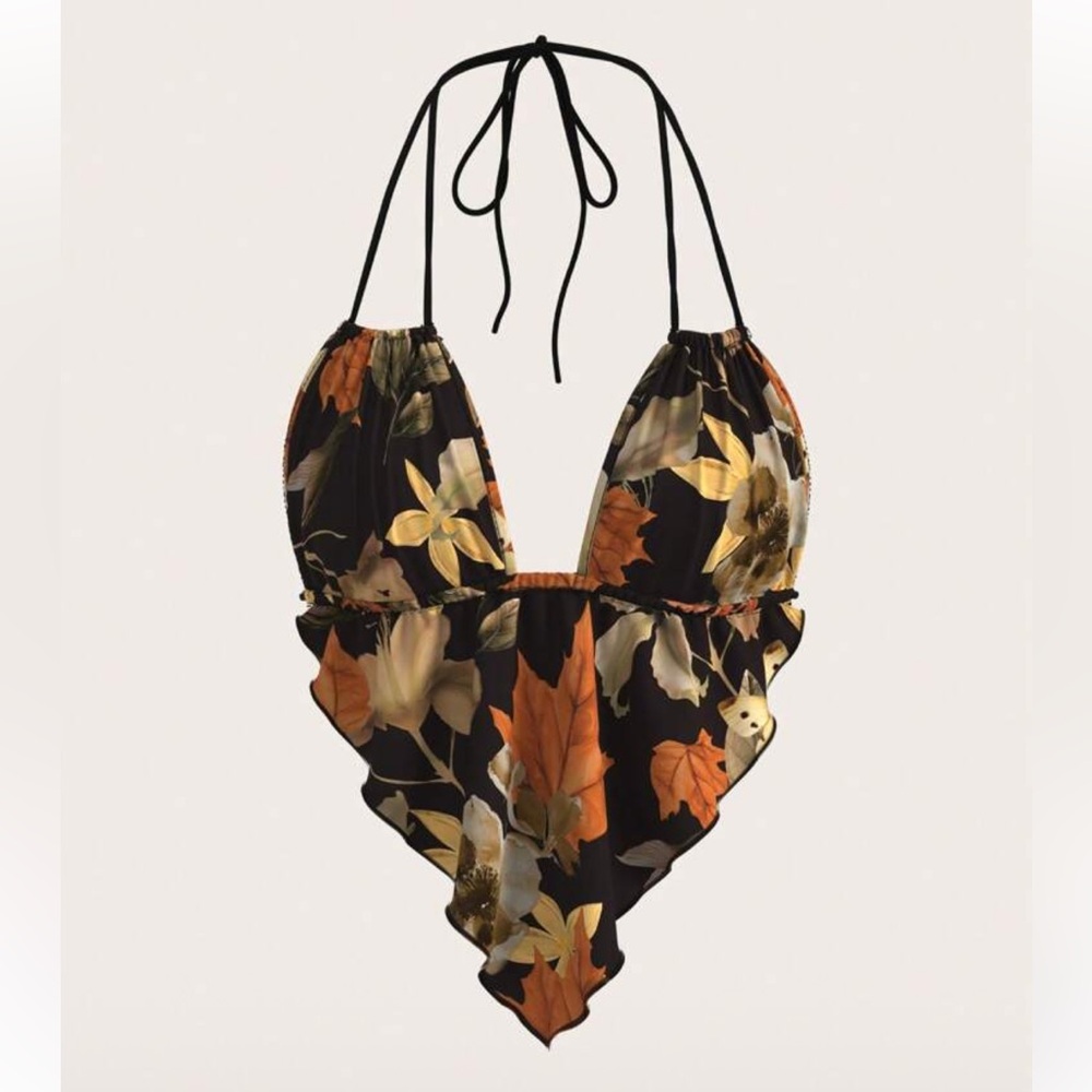 Floral Halter Neck Swimsuit